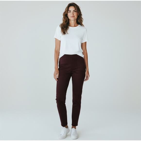 Free People Faux Leather Burgundy Leggings - Picture 1 of 6